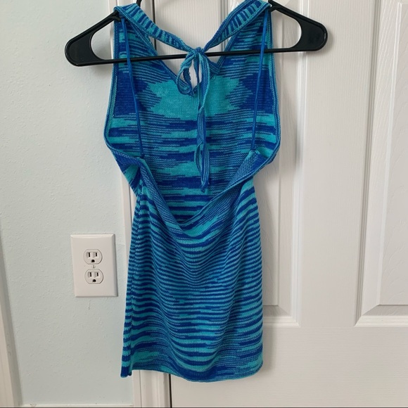 Blue knit halter mini dress - Picture 4 of 5